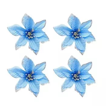 Украшен сверкающими цветочными аксессуарами, рождественскими венками, елочными украшениями 4 шт. One Size синий