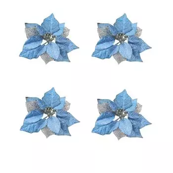 Украшен сверкающими цветочными аксессуарами, рождественскими венками, елочными украшениями 4 шт. One Size синий