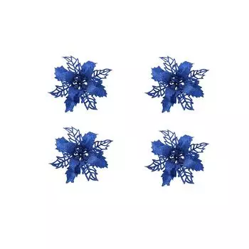 Украшен сверкающими цветочными аксессуарами, рождественскими венками, елочными украшениями 4 шт. One Size синий