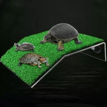 Украшение аквариума Присоска Лестница для скалолазания Черепаха Платформа для купания Черепаха Имитация газона Ландшафтный дизайн Сушка Плавающий
