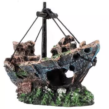 Украшение аквариума, украшение аквариума из смоляного затонувшего корабля, украшение большого аквариума с затонувшим кораблем, аксессуары для аквариума с рыбками Betta, убежище для затонувших рыб