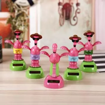 Украшение автомобиля Солнечная энергия Аксессуары Кукла-болванчик Забавный фламинго в форме Аксессуары Подарки Креативный интерьер Автомобильный