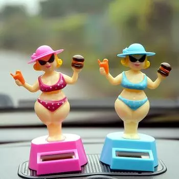 Украшение автомобиля Танцующая кукла Автомобильные аксессуары Игрушка на солнечной энергии Качающаяся голова Гавайи Качающаяся девушка в бикини Украшение для автомобиля Автомобильный стиль синий