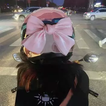 Украшение бантом для мотоциклетного шлема, стиль банта для украшения кузова автомобиля, аксессуары для электрического шлема для велосипеда, шелка, атласа, деталей вино красного