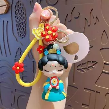 Украшение Брелок в китайском стиле Силиконовый резиновый брелок для ключей автомобиля Милый мультяшный кулон с куклами Подарки Style B