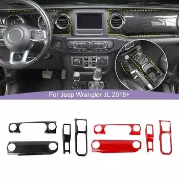Украшение центральной консоли, переключение передач, привод на 4 колеса, наклейка на панель для Jeep Wrangler JL для JT Gladiator 2018, аксессуары для салона автомобиля красный