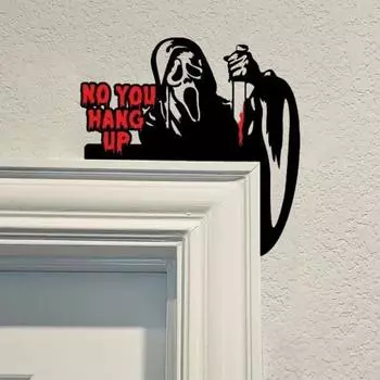 Украшение деревянной дверной рамы на Хэллоуин в виде персонажа из фильма ужасов, дверной угол, передняя табличка