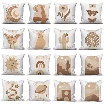 Украшение дивана, подушка, чехол для дома, наволочка в скандинавском стиле, абстрактное растение, бабочка, пейзажный узор 40x40cm