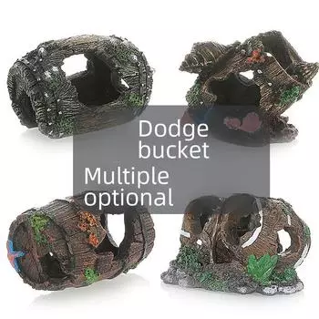 Украшение для аквариума из обломков деревянной бочки - ландшафтное украшение для аквариума из смолы GT0695