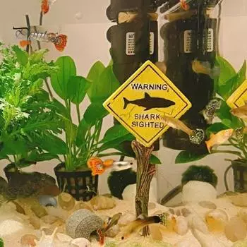 Украшение для аквариума, украшение из мультфильма, искусственная акула, предупреждающий знак, аксессуары для ландшафтного дизайна для аквариума, фон C