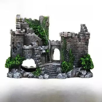 Украшение для аквариума в виде старинного замка в европейском стиле - украшение для лазанья в виде питомца, садовый ландшафтный сад, микроландшафтная пещера. Ancient Castle
