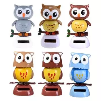 Украшение для автомобиля в виде совы Милые солнечные автомобильные аксессуары Украшения для приборной панели Украшение для приборной панели автомобиля в виде совы с качающейся головой Автомобильные аксессуары коричневый