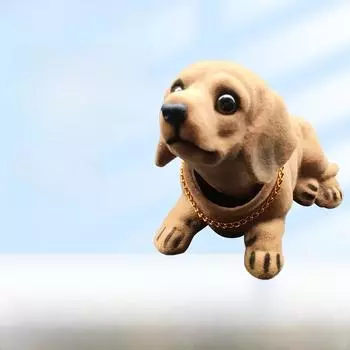 Украшение для автомобиля в виде таксы из смолы, качающейся головой