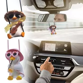 Украшение для автомобиля в виде утки, подвесное украшение для автомобиля в виде утки, автомобильный шарм для заднего вида, декор, эстетическое украшение, аксессуары для интерьера