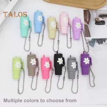 Украшение для чашки молочного чая с цветочным принтом, брелок-подвеска из пищевого силикона, яркий цвет, мини-кружка, брелок-подвеска чёрный