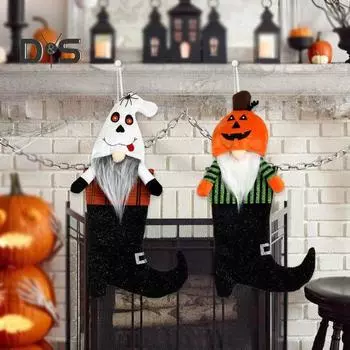 Украшение для чулок в виде гнома на Хэллоуин, высокие сапоги, кукла-гном, набитая безликим эльфом, носок для домашнего декора на Хэллоуин белый