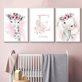 Украшение для детской комнаты, детское имя, персонализированный постер для спальни для девочек, bebe Fille Toile Murale, афиш Tableau Cuadros Decorativos 21x30cm No Framed львиный