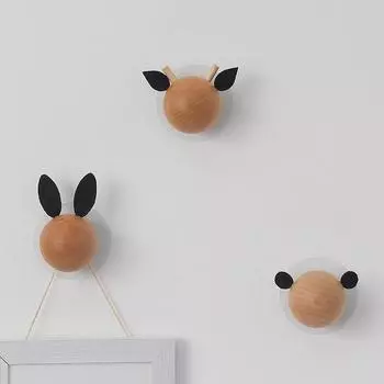 Украшение для детской спальни в скандинавском стиле, вешалка для головы животного без перфорации, настенное украшение, креативная вешалка A
