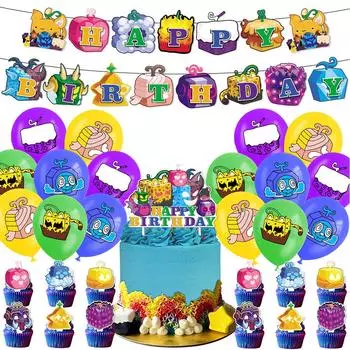 Украшение для дня рождения в стиле Blox Fruits, включая баннер, топперы для кексов, воздушные шары