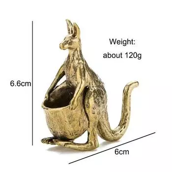 Украшение для дома Креативные поделки Статуэтка кенгуру из цельной латуни Настольное украшение Ретро Медная миниатюрная фигурка животного Подарки Kangaroo