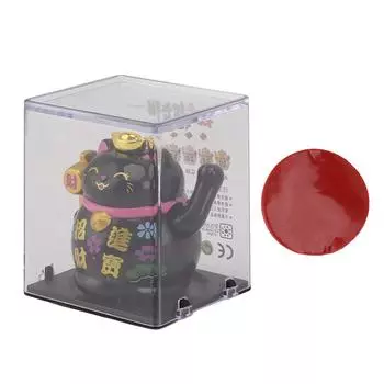 Украшение для дома Lucky Cat, 2-дюймовая солнечная панель, сенсорная фигурка Lucky Fortune Cat для полки стола чёрный
