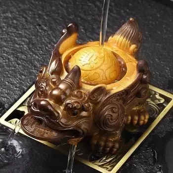 Украшение для домашних животных PIxiu Tea, меняющее цвет, удача для воды PIxiu Tea, украшение для домашнего стола, простая креативная резиновая чайная посуда золотистый