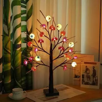 Украшение для елки на Хэллоуин, USB/батарейное питание, тыква, летучая мышь, глазное яблоко, ветка, гирлянда, украшение для дома и улицы на Хэллоуин, товары для вечеринок чёрный