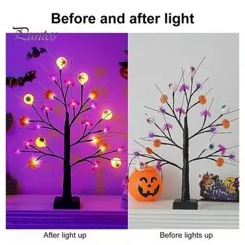 Украшение для елки на Хэллоуин, USB/батарейное питание, тыква, летучая мышь, глазное яблоко, ветка, гирлянда, украшение для дома и улицы на Хэллоуин, товары для вечеринок чёрный