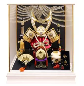 Украшение для футляра для шлема куклы Сацуки, 13 шлемов из белого золота, ширина 48 см, глубина 33 см, высота 54 см, футляр окрашен в белый цвет, G2710Z №. белый