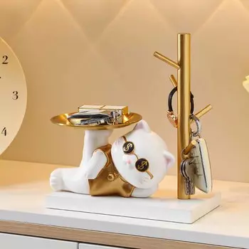 Украшение для хранения ключей в прихожей, симпатичный мультяшный держатель для ключей в прихожей с подносом для спальни дома