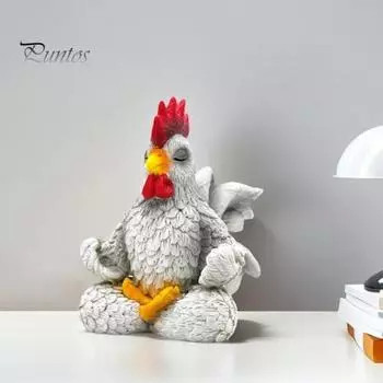 Украшение для йоги Петух Статуэтка петуха для медитации Сидеть в медитации Фигурка петуха для медитации для домашнего офиса Декор приставного столика Cock