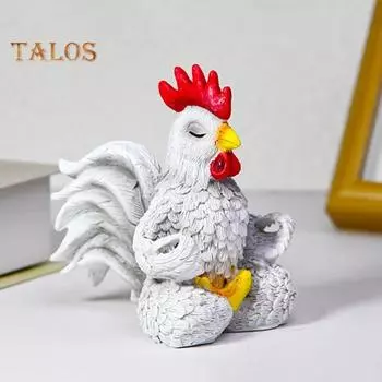 Украшение для йоги Петух Статуэтка петуха для медитации Сидеть в медитации Фигурка петуха для медитации для домашнего офиса Декор приставного столика Cock