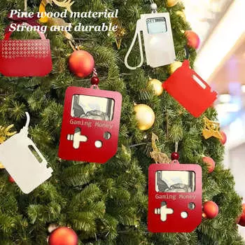 Украшение для кошелька в виде рождественской елки, деревянный подвесной декоративный кошелек с веревочной бусиной красного цвета