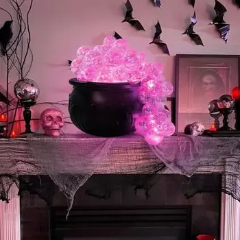 Украшение для котелка «Сделай сам» на Хэллоуин, котел ведьмы с дистанционным управлением, пластиковая черная чаша, набор светящихся пузырей для вечеринки «Фокус-покус» чёрный
