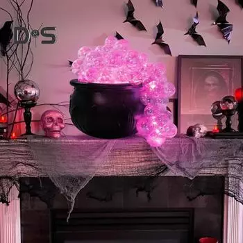 Украшение для котелка «Сделай сам» на Хэллоуин, котел ведьмы с дистанционным управлением, пластиковая черная чаша, набор светящихся пузырей для вечеринки «Фокус-покус» чёрный