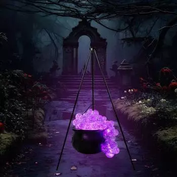 Украшение для котла на Хэллоуин, светодиодная банка для ведьмы с пузырьками, конфетница для вечеринки «угощение или трюк», мини-пластиковый горшок, декор для спальни, гостиной B