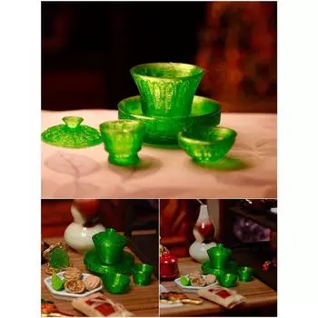 Украшение для кукольного домика Мини-чайник Чайная чашка Куриные перья Метелка для смахивания пыли Имитация чайника Модель игрушки Кукольный домик Миниатюрные аксессуары