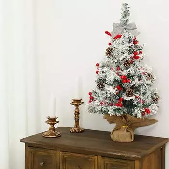 Украшение для настольной рождественской елки высотой 60 см, мини-елка со снежинками, сосновыми шишками, заснеженное настольное украшение для рождественской елки для домашнего офиса 60cm Without Light