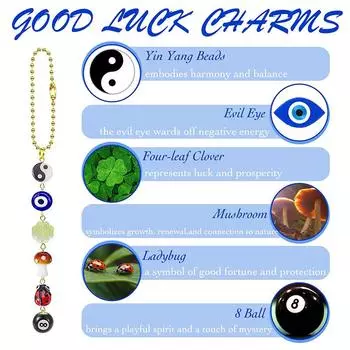 Украшение для подвески автомобиля от сглаза, удачи в днях, подвеска для автомобиля в виде 8-ми шариков, гриба, четырехлистного клевера, украшения для рюкзака, подарки 1Pc