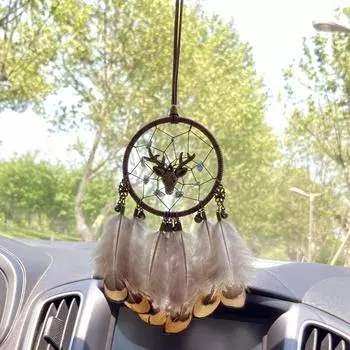 Украшение для подвески автомобиля Уникальное пернатое зеркало заднего вида Подвеска для автомобильного зеркала Декор Креативное украшение для салона автомобиля Зеркало заднего вида для автомобиля белый