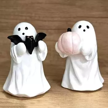 Украшение для привидения на Хэллоуин Призрак, держащий розовую тыкву, летучую мышь, украшение из смолы для дома, гостиной, спальни, офиса, рабочего стола, украшения B