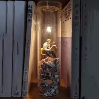 Украшение для пробирки, креативная книжная художественная фигурка, украшение для одинокого читателя с ночником, уникальный подарок для любителей книг чистый