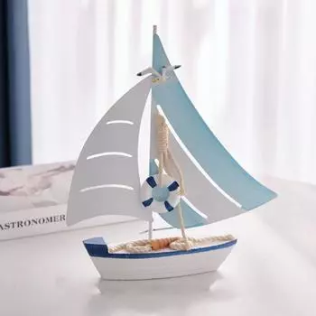 Украшение для рабочего стола Iron Craft Boat, деревянная основа, средиземноморский парусник, украшение для детской комнаты Style 1