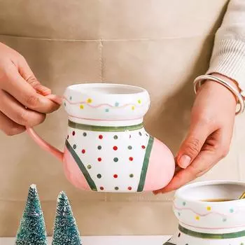 Украшение для рабочего стола в виде рождественских носков, керамическое ведро для хранения в форме носка, креативная подставка для ручек, рождественские украшения