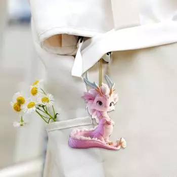 Украшение для рождественской елки, акриловый кулон с ремешком, легко подвешиваемый, 2D мультяшный дракон, подвеска для автомобиля 1