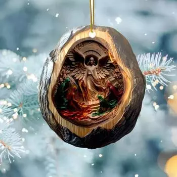 Украшение для рождественской елки с изображением Иисуса, 2D-акриловое автомобильное зеркало, овальный дизайн D