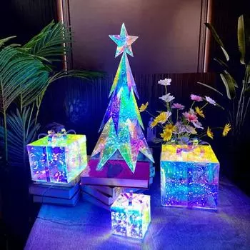 Украшение для рождественской елки, светодиодная фигурка рождественской елки со звездой, праздничное украшение для рождественской полки комнаты Christmas Tree