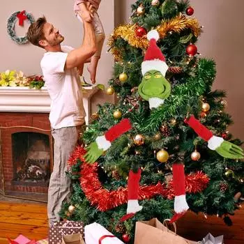 Украшение для рождественской елки Yousheng Green Elf, набор для рук, ног и головы зеленого эльфа, декоративные фигурки с имитацией сосновых иголок для украшения рождественской елки A