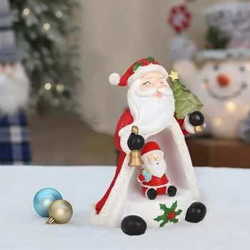 Украшение для рождественской елки Yousheng, смоляное дерево, Санта-медведь, статуэтка снеговика, светодиодная подсветка, настольная фигурка для домашнего декора стола Xmas Santa Claus