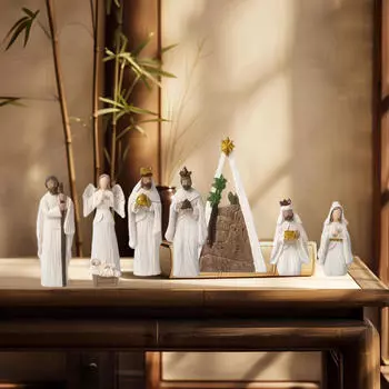 Украшение для рождественской сцены, скульптура, подарок на новоселье, религиозная статуэтка из смолы, статуя Иисуса для 8 Pieces